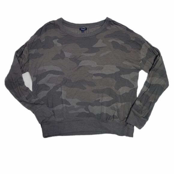 SPLENDID top long sleeve super soft gray‎ cozy camo print pullover M - Picture 4 of 9
